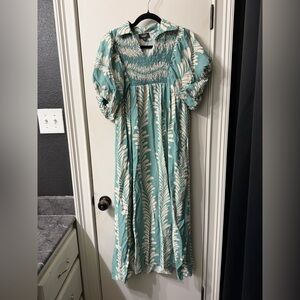 Elegant Teal and White Women's Dress